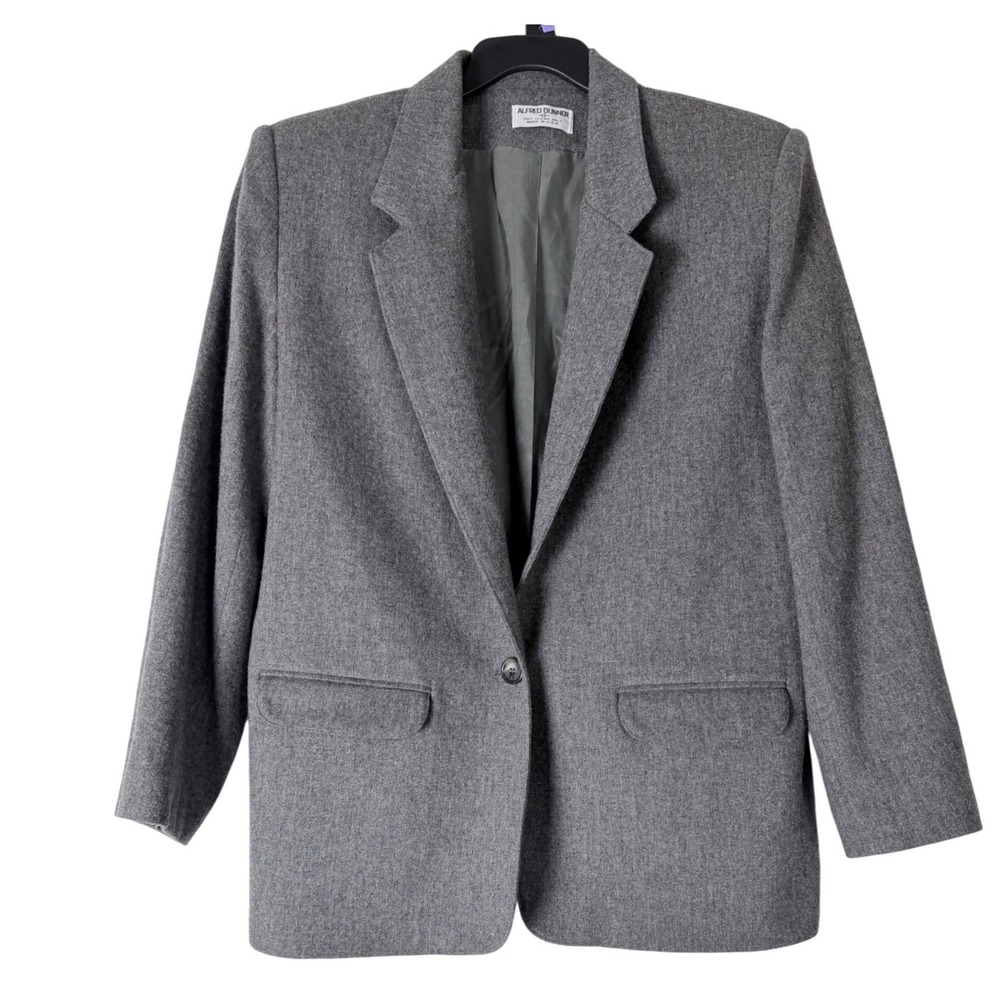 Alfred Dunner Women Gray Wool Blend Blazer Jacket‎ Size 12 Warm Professional